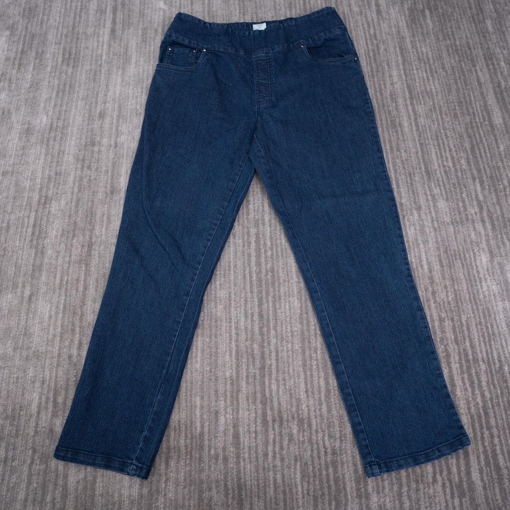 Blair Jeans Women 14PT Blue Excellent Pull On Stretch Straight Leg Denim